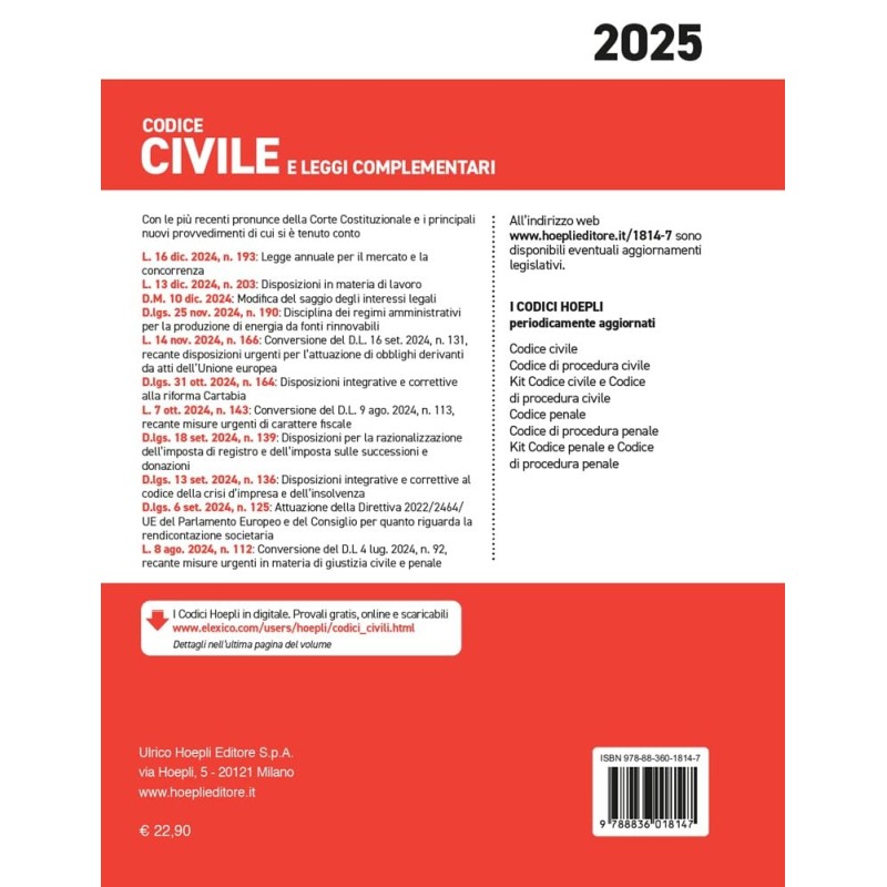 Codice civile e leggi complementari 2025 Codice civile e leggi complementari 2025