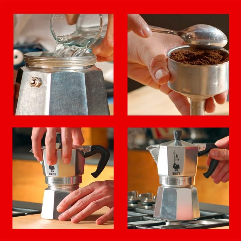 Bialetti Caffettiera Moka Express, Manico anti scottatura, Non adatta a induzione, 1 Tazze (60 ml), Alluminio - 1 Tazza