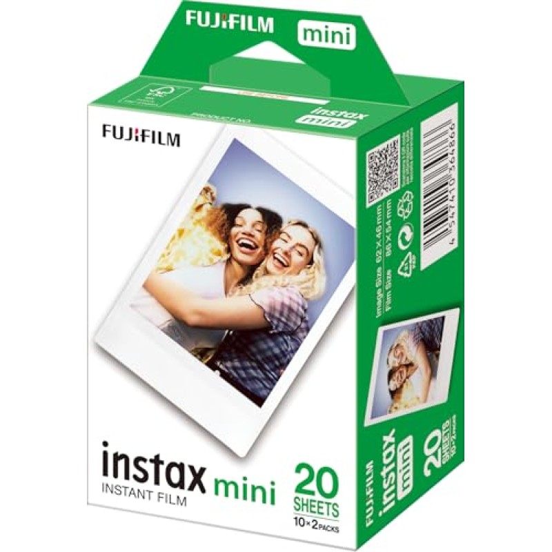 Fujifilm 16386016 Instax Mini Film Pellicola Istantanea per Fotocamere Instax Mini, Formato 46x62 mm, Confezione da 20 Foto