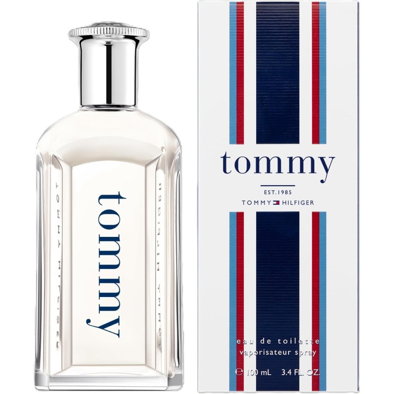 Tommy Hilfiger – Eau de Toilette Tommy 100 ml – Profumo Uomo – Fragranza Fougère – Note Agrumate e Fruttate – Flacone in Vetro Trasparente - 100 ml (Confezione da 1)