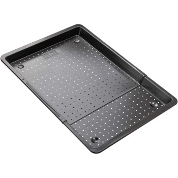 Zenker Piastra Forata Estensibile da 37 a 52 cm, con sistema di bloccaggio automatico, bordo XXL da 3 cm In acciaio Carbon Steel rivestito in antiaderente Teflon Classic Linea Black Metallic