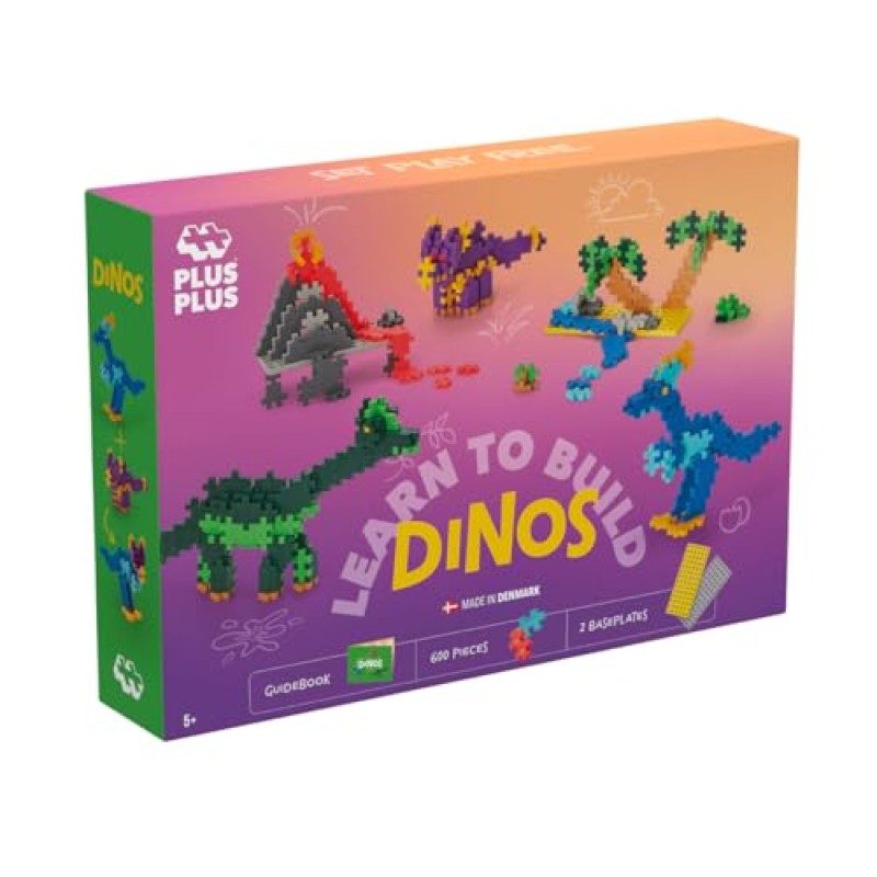 PLUS PLUS - Kit scoperta Dinosauri da 600 pezzi - Gioco di costruzione - PP3918, 3918