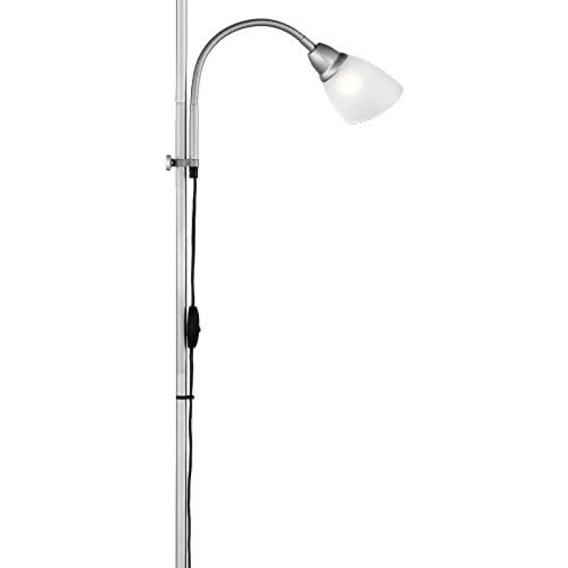Reality Leuchten Reality R4393-87 Erzwo Piantana, 1xE27 150 W/1xE14 40 W LED, Metallo, Titanio/Bianco, 180 cm, 1 Unità (Confezione da 1) - Titanio