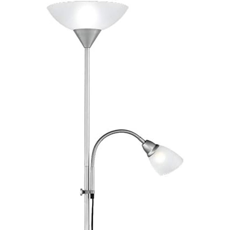 Reality Leuchten Reality R4393-87 Erzwo Piantana, 1xE27 150 W/1xE14 40 W LED, Metallo, Titanio/Bianco, 180 cm, 1 Unità (Confezione da 1) - Titanio