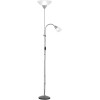 Reality Leuchten Reality R4393-87 Erzwo Piantana, 1xE27 150 W/1xE14 40 W LED, Metallo, Titanio/Bianco, 180 cm, 1 Unità (Confezione da 1) - Titanio