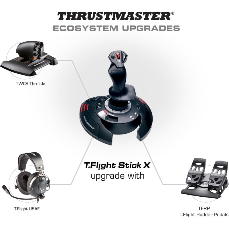 Thrustmaster T.Flight Stick X, Joystick con controllo del timone, tasti e assi riprogrammabili, impugnatura rotante, manetta integrata, grilletto per fuoco rapido, compatibile con PC/USB Thrustmaster T.Flight Stick X, Joystick con controllo del timone, tasti e assi riprogrammabili, impugnatura rotante, manetta integrata, grilletto per fuoco rapido, compatibile con PC/USB