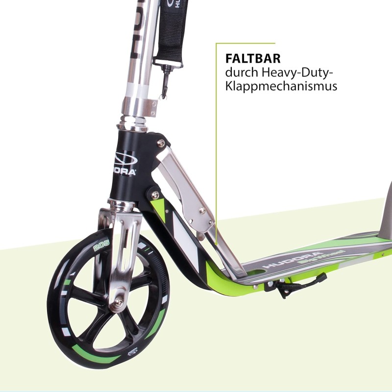 HUDORA BigWheel 205 Pure Scooter, Monopattino per bambini e adulti, Scooter a partire dai 6 anni, City Roller fino a 100 kg, Pieghevole e regolabile in altezza - grigio/verde HUDORA BigWheel 205 Pure Scooter, Monopattino per bambini e adulti, Scooter a partire dai 6 anni, City Roller fino a 100 kg, Pieghevole e regolabile in altezza - grigio/verde