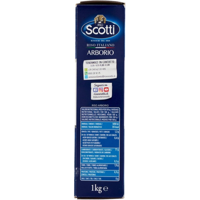 Riso Scotti - Riso Arborio - Riso Superfino - 1 kg - 1 kg (Confezione da 1)