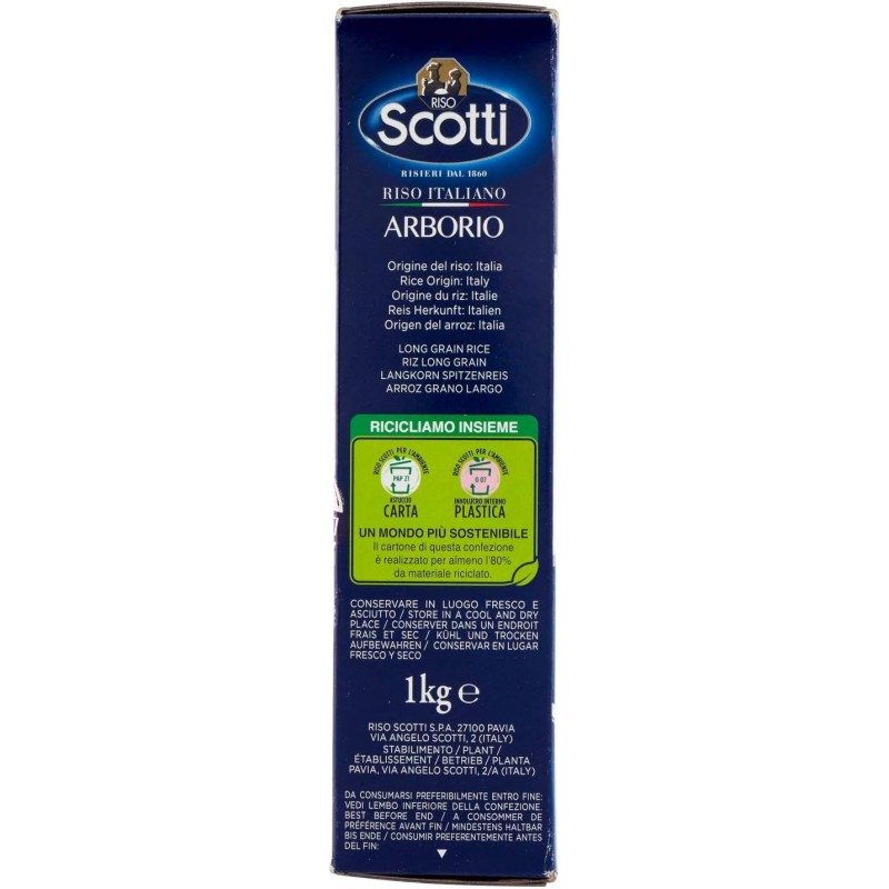 Riso Scotti - Riso Arborio - Riso Superfino - 1 kg - 1 kg (Confezione da 1)