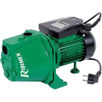 Ribimex Pompa di Superficie Autoadescante JET 81, Potenza 750W, Portata 2400 L/h, 3,5 Bar, Prevalenza 35 m, Aspirazione Fino a 7 m, Corpo in Alluminio, Ideale per Irrigazione e Uso Domestico - PRJET81