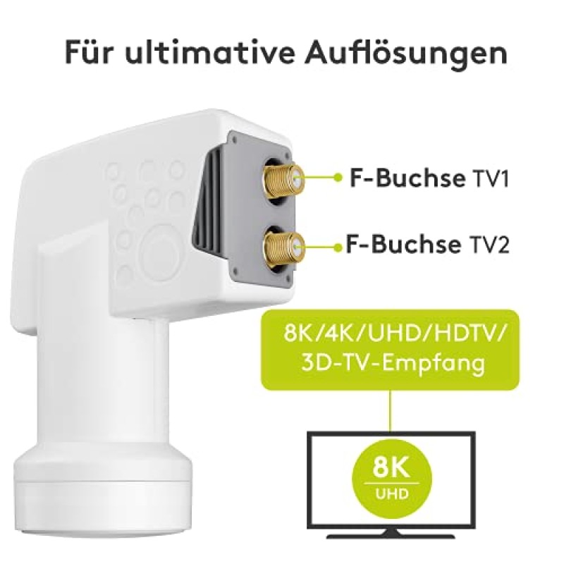 Goobay 67270 Illuminatore LNB Universale Doppio Twin, Grigio, Bianco