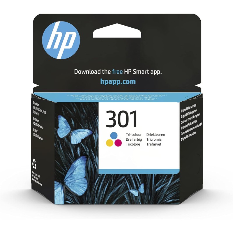 HP 301 Tricromia, CH562EE, Cartuccia Originale HP da 165 Pagine, Compatibili con Stampanti HP DeskJet Serie 1000, 3000, HP Envy Serie 4500 e 5500 e HP Officejet Serie 2600 e 4600