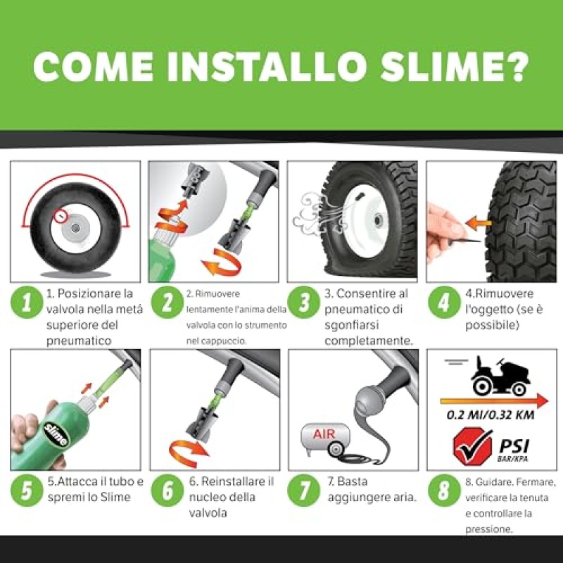 Slime 10016 Sigillante Pneumatico Antiforatura, Kit di Emergenza, per Motociclette, Motocicli, Scooter, Rimorchi, Non Tossico, Ecologico, Flacone da 237 ml Slime 10016 Sigillante Pneumatico Antiforatura, Kit di Emergenza, per Motociclette, Motocicli, Scooter, Rimorchi, Non Tossico, Ecologico, Flacone da 237 ml