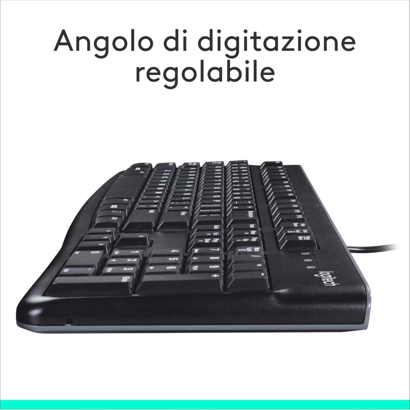 Logitech K120 Tastiera con Cavo per Windows, USB Plug-and-Play, Dimensioni Standard, Resistente agli Schizzi, Barra Spaziatrice Curva, Compatibile con PC, Laptop, Layout Italiano QWERTY - Nero Logitech K120 Tastiera con Cavo per Windows, USB Plug-and-Play, Dimensioni Standard, Resistente agli Schizzi, Barra Spaziatrice Curva, Compatibile con PC, Laptop, Layout Italiano QWERTY - Nero