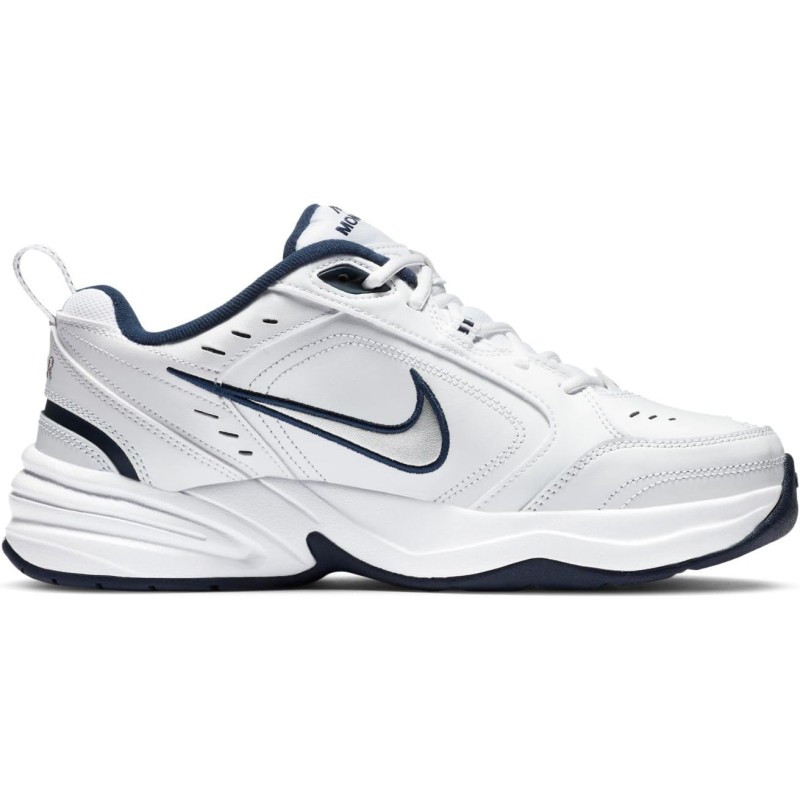 Nike Air Monarch IV, Scarpe da Ginnastica Uomo - 42 EU Bianco White Metallic Silver Midnight Navy 445 Nike Air Monarch IV, Scarpe da Ginnastica Uomo - 42 EU Bianco White Metallic Silver Midnight Navy 445
