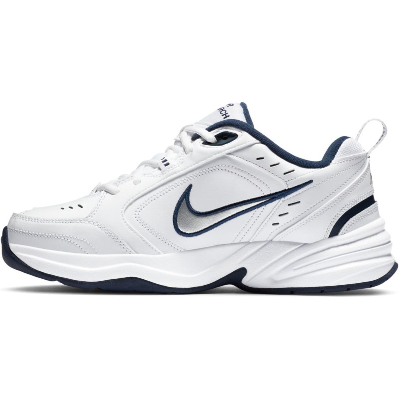 Nike Air Monarch IV, Scarpe da Ginnastica Uomo - 42 EU Bianco White Metallic Silver Midnight Navy 445 Nike Air Monarch IV, Scarpe da Ginnastica Uomo - 42 EU Bianco White Metallic Silver Midnight Navy 445