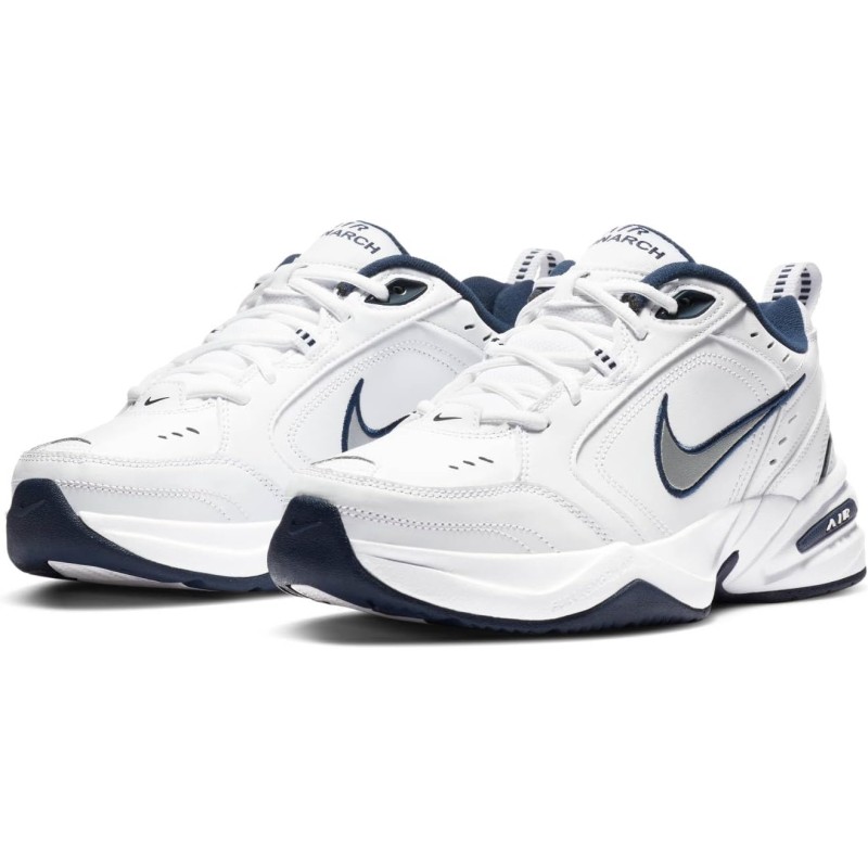 Nike Air Monarch IV, Scarpe da Ginnastica Uomo - 42 EU Bianco White Metallic Silver Midnight Navy 445 Nike Air Monarch IV, Scarpe da Ginnastica Uomo - 42 EU Bianco White Metallic Silver Midnight Navy 445