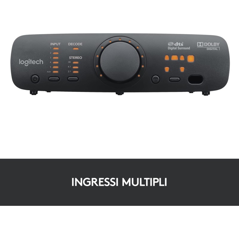 Logitech Z906 5.1 Sistema di Altoparlanti Audio Dolby Surround, Certificato THX, Dolby e DTS, Potenza 1000 Watt, Multidispositivo, Con Telecomando, Presa EU/IT, PC/PS4/Xbox/TV/Smartphone/Tablet Logitech Z906 5.1 Sistema di Altoparlanti Audio Dolby Surround, Certificato THX, Dolby e DTS, Potenza 1000 Watt, Multidispositivo, Con Telecomando, Presa EU/IT, PC/PS4/Xbox/TV/Smartphone/Tablet