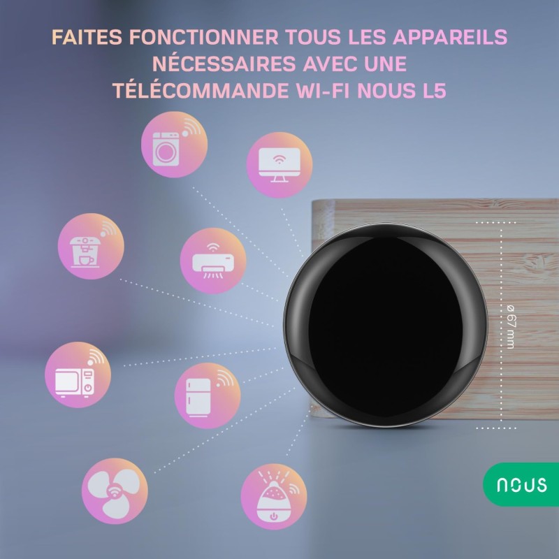 NOUS L5 Tuya Smart Hub IR, dispositivi compatibili con Google Home Alexa, telecomando Wi-Fi, dispositivi Tuya Smart Life, telecomando, trasmettitore Alexa a infrarossi, WiFi 2,4 GHz