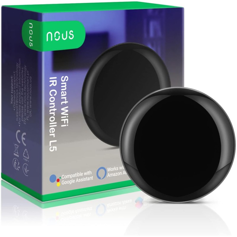NOUS L5 Tuya Smart Hub IR, dispositivi compatibili con Google Home Alexa, telecomando Wi-Fi, dispositivi Tuya Smart Life, telecomando, trasmettitore Alexa a infrarossi, WiFi 2,4 GHz