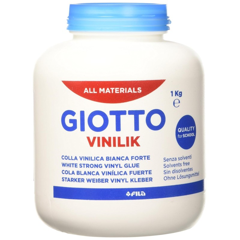 GIOTTO VINILIK - Barattolo Da 1 Kg Colla Vinilica, Colore Bianca - Barattolo 1 Kg. GIOTTO VINILIK - Barattolo Da 1 Kg Colla Vinilica, Colore Bianca - Barattolo 1 Kg.