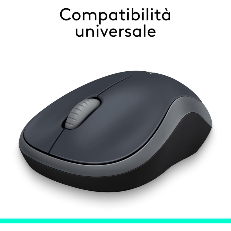 Logitech M185 Mouse Wireless, 2,4 GHz con Mini Ricevitore USB, Durata Batteria di 12 Mesi, Tracciamento Ottico 1000 DPI, Ambidestro, Compatibile con PC, Mac, Laptop - Grigio - Grigio Logitech M185 Mouse Wireless, 2,4 GHz con Mini Ricevitore USB, Durata Batteria di 12 Mesi, Tracciamento Ottico 1000 DPI, Ambidestro, Compatibile con PC, Mac, Laptop - Grigio - Grigio