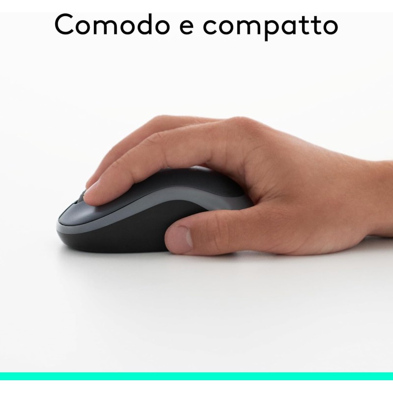 Logitech M185 Mouse Wireless, 2,4 GHz con Mini Ricevitore USB, Durata Batteria di 12 Mesi, Tracciamento Ottico 1000 DPI, Ambidestro, Compatibile con PC, Mac, Laptop - Grigio - Grigio Logitech M185 Mouse Wireless, 2,4 GHz con Mini Ricevitore USB, Durata Batteria di 12 Mesi, Tracciamento Ottico 1000 DPI, Ambidestro, Compatibile con PC, Mac, Laptop - Grigio - Grigio