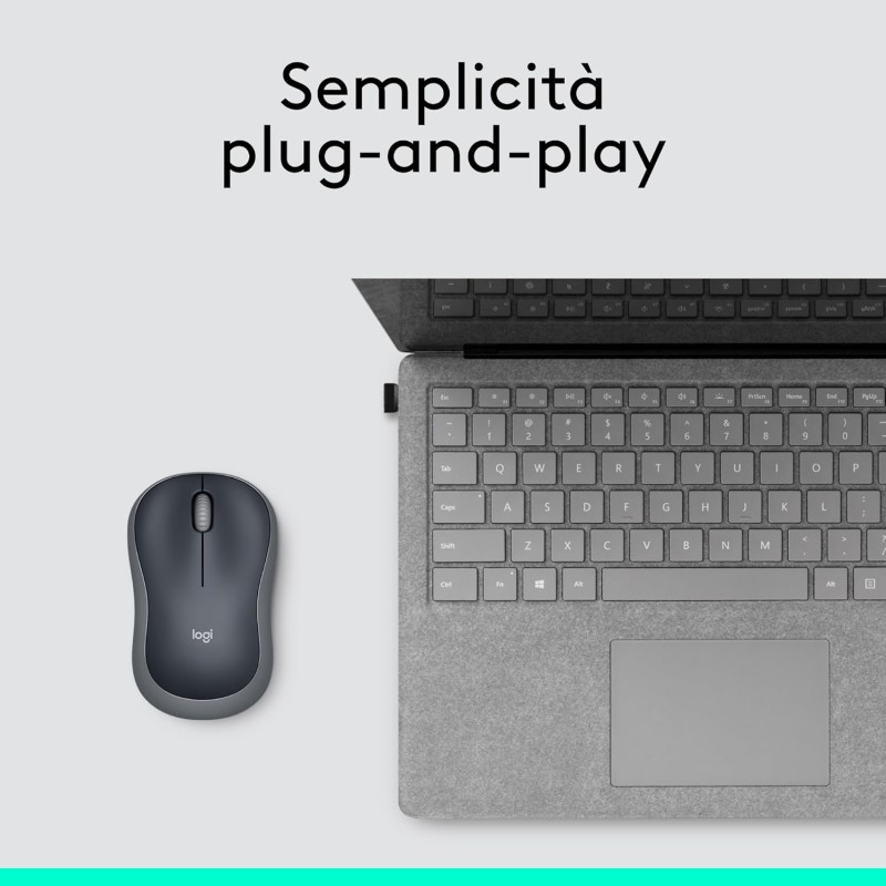 Logitech M185 Mouse Wireless, 2,4 GHz con Mini Ricevitore USB, Durata Batteria di 12 Mesi, Tracciamento Ottico 1000 DPI, Ambidestro, Compatibile con PC, Mac, Laptop - Grigio - Grigio Logitech M185 Mouse Wireless, 2,4 GHz con Mini Ricevitore USB, Durata Batteria di 12 Mesi, Tracciamento Ottico 1000 DPI, Ambidestro, Compatibile con PC, Mac, Laptop - Grigio - Grigio