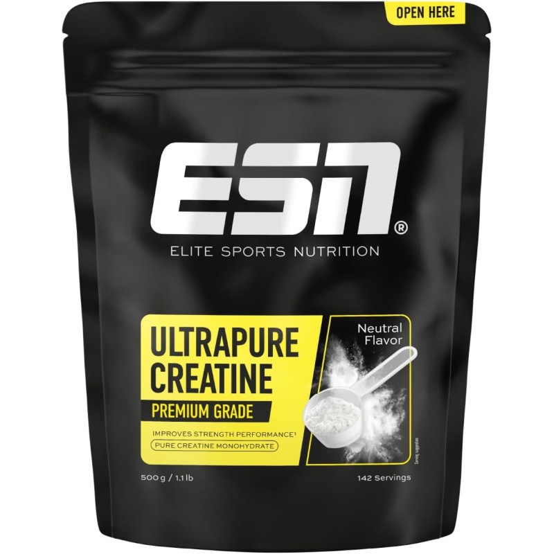 ESN Ultrapure Creatina Monoidrata in Polvere Pura al 100%, 500 g - 100% Vegan - Integratore per Allenamento, Sport, Palestra e Pre Workout ESN Ultrapure Creatina Monoidrata in Polvere Pura al 100%, 500 g - 100% Vegan - Integratore per Allenamento, Sport, Palestra e Pre Workout