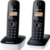 Panasonic KX-TG1612JTW Telefono Cordless DECT Doppio con Base Montabile a Parete, Rubrica da 50 voci, Nero/Bianco - Duo Bianco