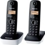 Panasonic KX-TG1612JTW Telefono Cordless DECT Doppio con Base Montabile a Parete, Rubrica da 50 voci, Nero/Bianco - Duo Bianco