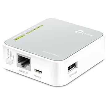 Tp-Link Tl-Mr3020 3G/4G Router Wi-Fi Portatile Wireless 300Mbps, Porta Usb 2.0, Bianco, ‎7.37 x 2.29 x 6.6 cm; 60 grammi