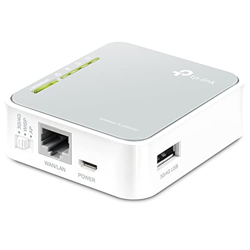 Tp-Link Tl-Mr3020 3G/4G Router Wi-Fi Portatile Wireless 300Mbps, Porta Usb 2.0, Bianco, ‎7.37 x 2.29 x 6.6 cm; 60 grammi