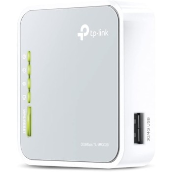Tp-Link Tl-Mr3020 3G/4G Router Wi-Fi Portatile Wireless 300Mbps, Porta Usb 2.0, Bianco, ‎7.37 x 2.29 x 6.6 cm; 60 grammi