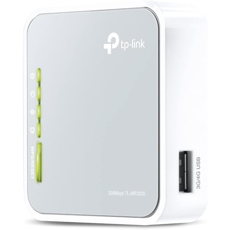 Tp-Link Tl-Mr3020 3G/4G Router Wi-Fi Portatile Wireless 300Mbps, Porta Usb 2.0, Bianco, ‎7.37 x 2.29 x 6.6 cm; 60 grammi