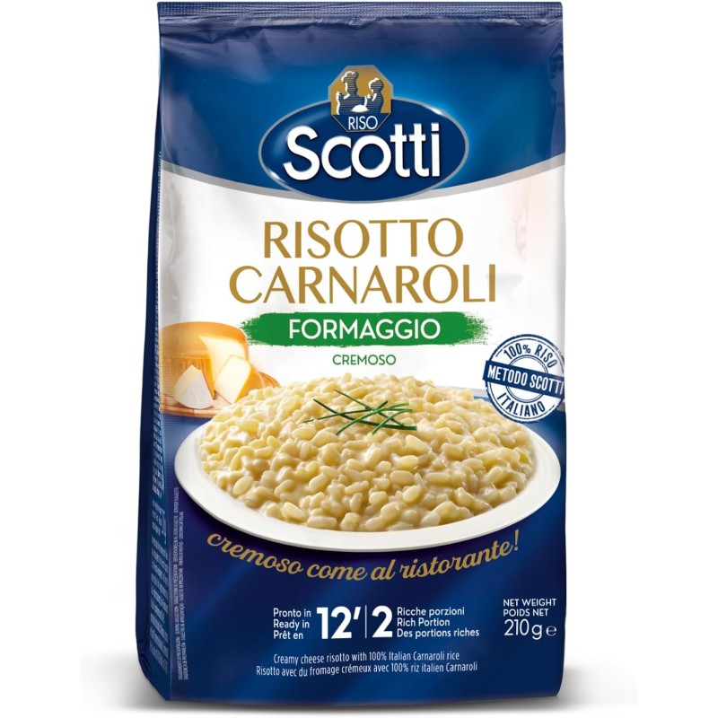 Riso Scotti, Risotto al Formaggio Cremoso, Riso Carnaroli con Formaggio, Senza Glutine, Pronto in 12 Minuti, 210 g - 210 g (Confezione da 1)