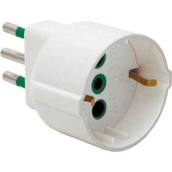 FANTON 87120 Adattatore semplice spina italiana 2P+T 10A presa schuko 2P+T 16A Bianco