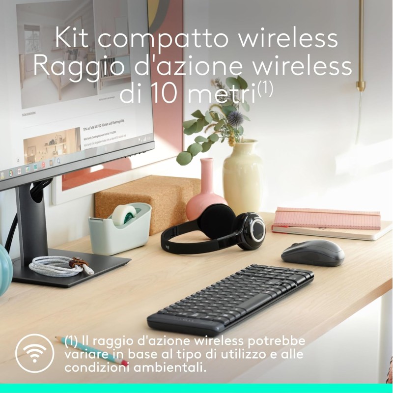 Logitech MK220 Combo Tastiera e Mouse Wireless Compatti per Windows, 2,4 GHz Wireless con Ricevitore USB Unifying, Durata Batteria di 24 Mesi, Compatibile con PC, Laptop, Layout Italiano QWERTY - Nero Logitech MK220 Combo Tastiera e Mouse Wireless Compatti per Windows, 2,4 GHz Wireless con Ricevitore USB Unifying, Durata Batteria di 24 Mesi, Compatibile con PC, Laptop, Layout Italiano QWERTY - Nero