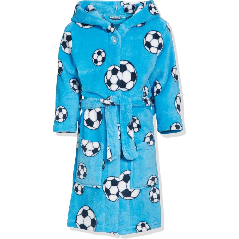 Playshoes Accappatoio in Pile Vestaglia Unisex-Bambini e Ragazzi - 134-140 calcio azzurro