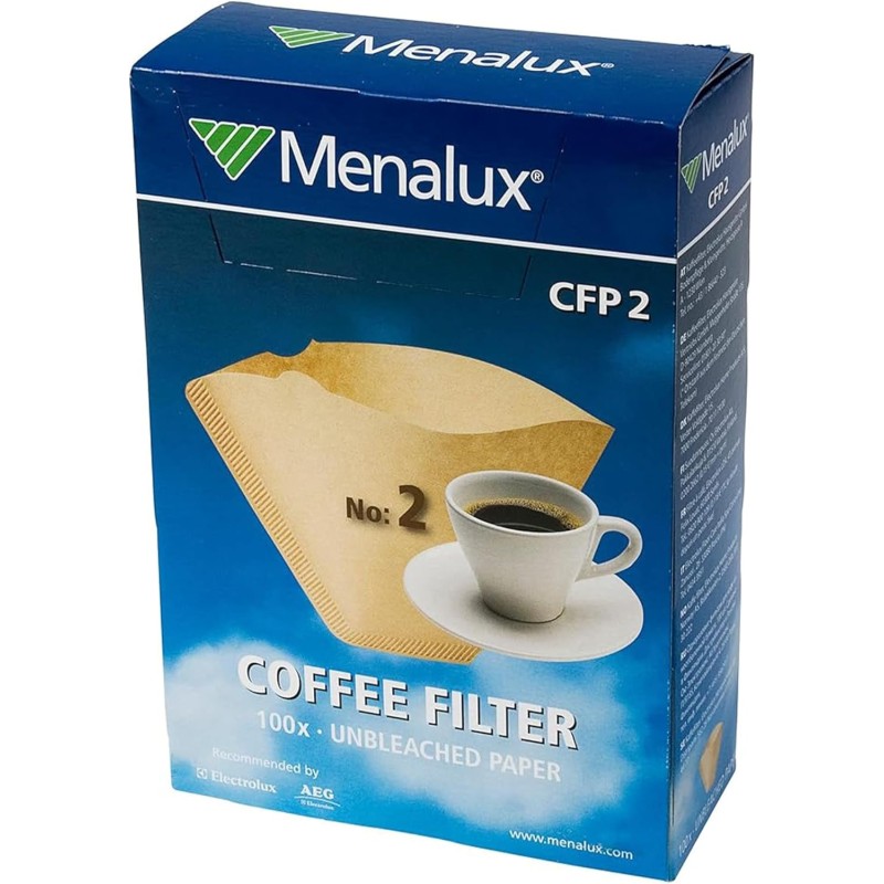 Menalux 900256313 Cfp2 Filtri Caffe in Carta Ecologica, 2 Tazze - 100 Unidades Menalux 900256313 Cfp2 Filtri Caffe in Carta Ecologica, 2 Tazze - 100 Unidades