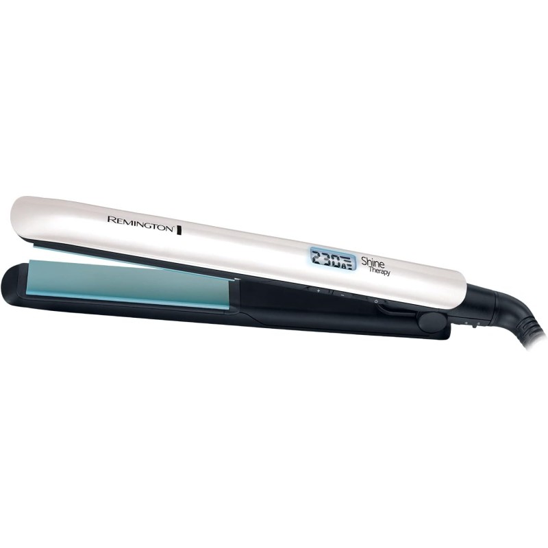 Remington Piastra per Capelli Shine Therapy - Rivestimento Ceramico con ingredienti microattivi per maggiore brillantezza - olio di Argan marocchino e vitamina E, Display LCD, 150-230°C, S8500 Remington Piastra per Capelli Shine Therapy - Rivestimento Ceramico con ingredienti microattivi per maggiore brillantezza - olio di Argan marocchino e vitamina E, Display LCD, 150-230°C, S8500