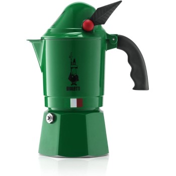 Bialetti Alpina New Break Coffee Maker, Anti-Scald Handle, In Honor Of The Alpine Body, Not Suitable For Induction, 3 Cups (130 ml), Aluminium, Green