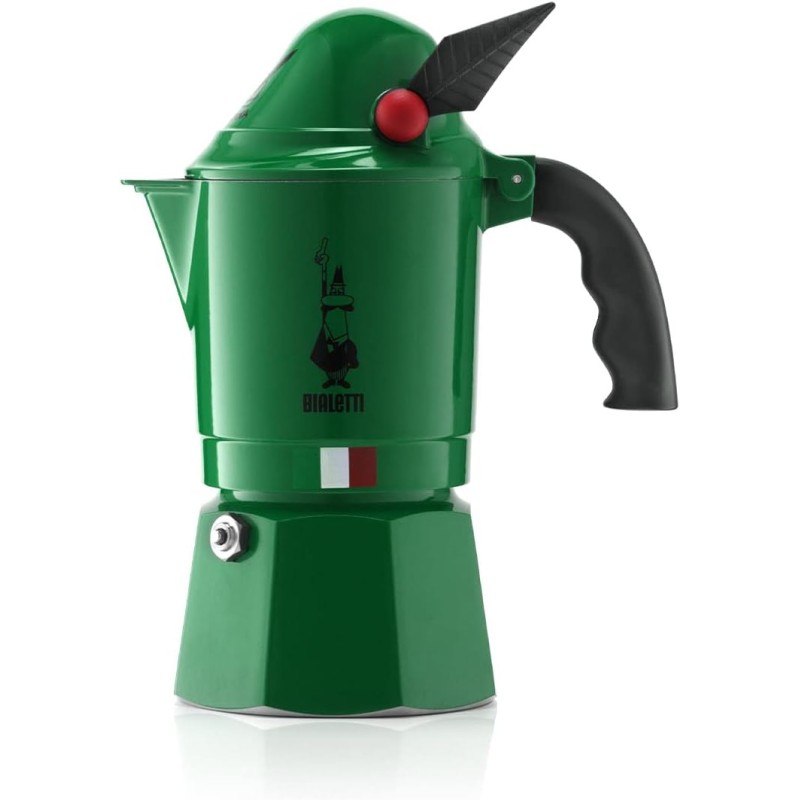 Bialetti Alpina New Break Coffee Maker, Anti-Scald Handle, In Honor Of The Alpine Body, Not Suitable For Induction, 3 Cups (130 ml), Aluminium, Green