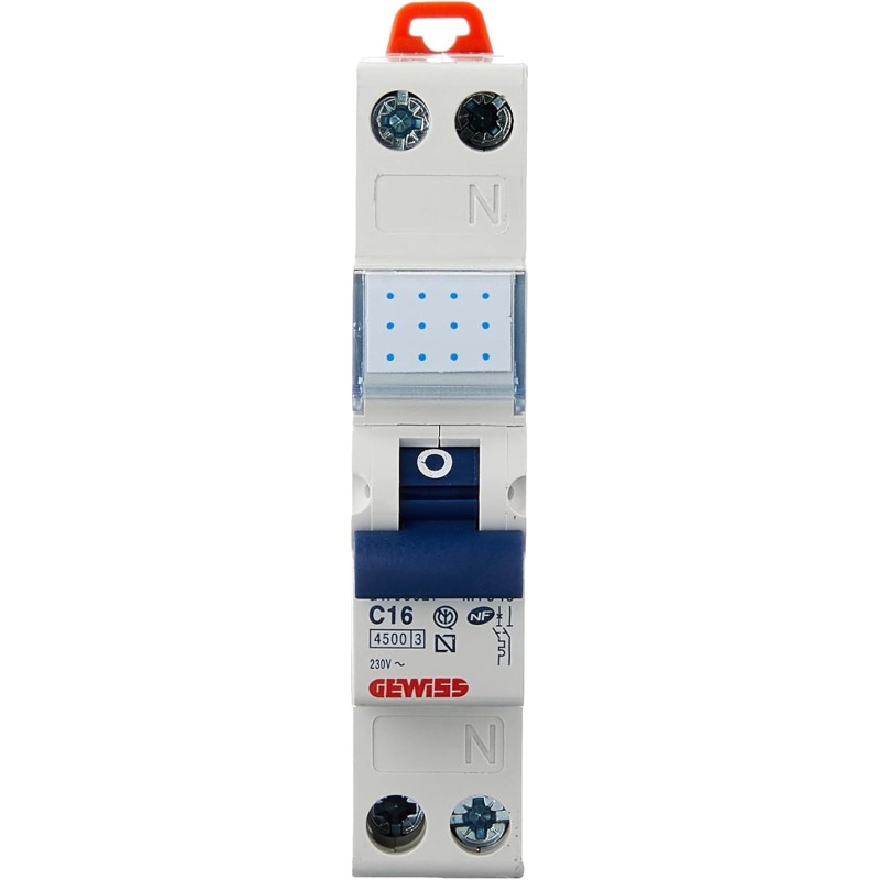 Gewiss GW90027 Circuit Breaker 16A, 1P+N, 4.5KA, Automatic, Multicolour - 1 Pacco Gewiss GW90027 Circuit Breaker 16A, 1P+N, 4.5KA, Automatic, Multicolour - 1 Pacco