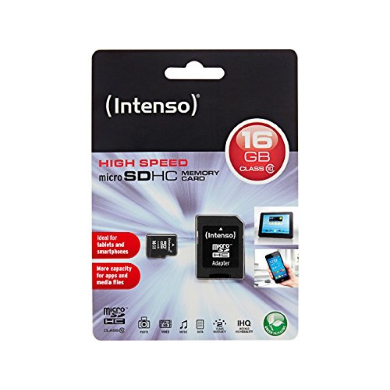 Intenso scheda di memoria microsdhc da 16 gb, class 10 (con adattatore sd) - ottimo per cellulari, smartphone, tablet android, tablet PC e molto altro. - 16 GB Intenso scheda di memoria microsdhc da 16 gb, class 10 (con adattatore sd) - ottimo per cellulari, smartphone, tablet android, tablet PC e molto altro. - 16 GB