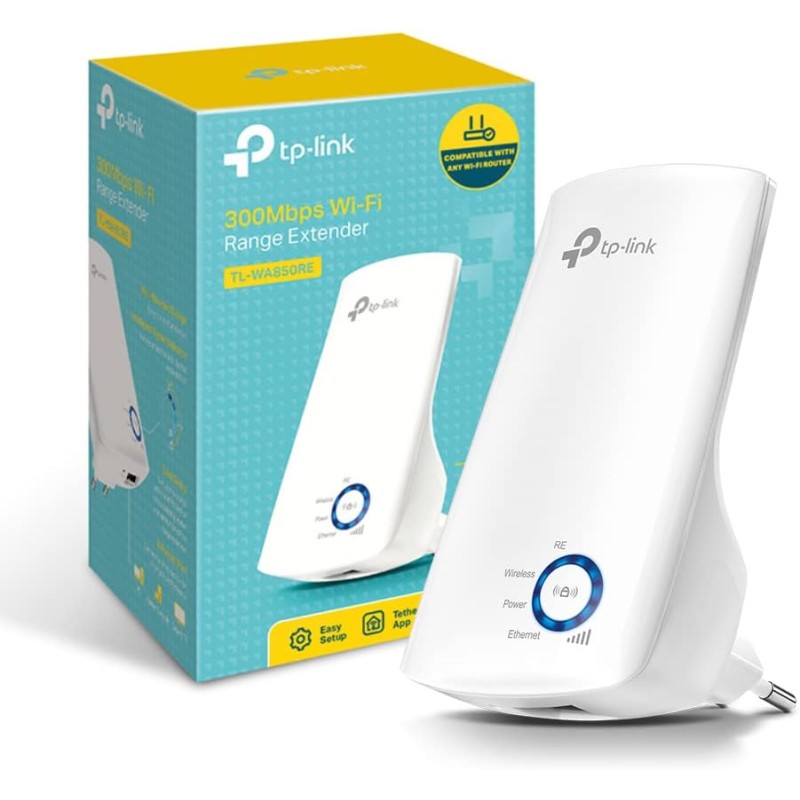 TP-Link TL-WA850RE Ripetitore Wireless Wifi Extender e Access Point, Velocità Single Band 300Mbps, Porta LAN, Potenzia la tua copertura Wi-Fi, Compatibile con tutti i modem router wifi, Bianco TP-Link TL-WA850RE Ripetitore Wireless Wifi Extender e Access Point, Velocità Single Band 300Mbps, Porta LAN, Potenzia la tua copertura Wi-Fi, Compatibile con tutti i modem router wifi, Bianco