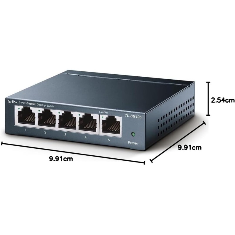TP-Link TL-SG105 Switch 5 Porte Gigabit, 10/100/1000 Mbps, Plug & Play, 802.1p/DSCP QoS, IGMP Snooping, Involucro in Metallo Resistente, Installazione Facile, Tecnologia Green Ethernet, IEEE 802.3x TP-Link TL-SG105 Switch 5 Porte Gigabit, 10/100/1000 Mbps, Plug & Play, 802.1p/DSCP QoS, IGMP Snooping, Involucro in Metallo Resistente, Installazione Facile, Tecnologia Green Ethernet, IEEE 802.3x