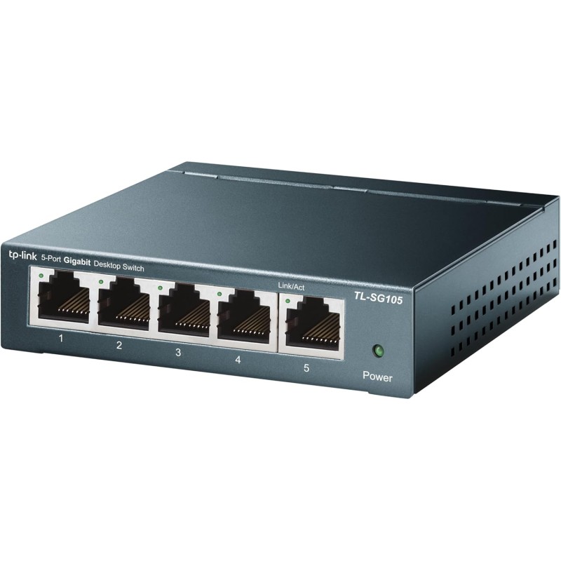 TP-Link TL-SG105 Switch 5 Porte Gigabit, 10/100/1000 Mbps, Plug & Play, 802.1p/DSCP QoS, IGMP Snooping, Involucro in Metallo Resistente, Installazione Facile, Tecnologia Green Ethernet, IEEE 802.3x TP-Link TL-SG105 Switch 5 Porte Gigabit, 10/100/1000 Mbps, Plug & Play, 802.1p/DSCP QoS, IGMP Snooping, Involucro in Metallo Resistente, Installazione Facile, Tecnologia Green Ethernet, IEEE 802.3x