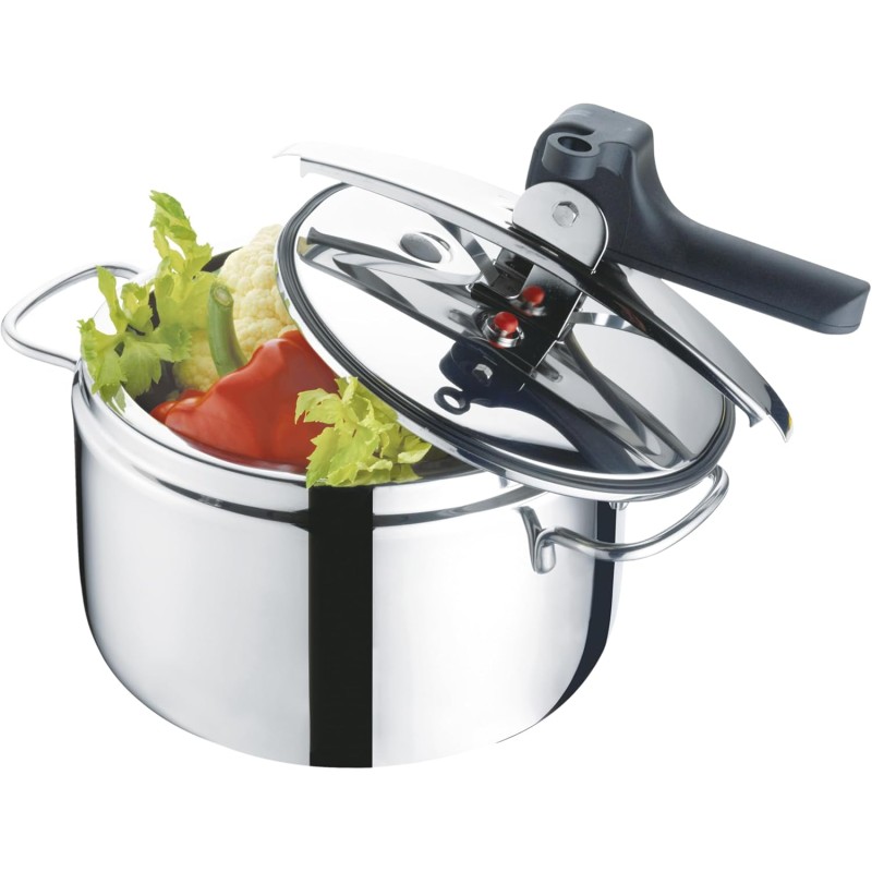 Barazzoni Pentola a Pressione Modello Basic, ø22cm, capacità 5lt, Induzione, Made in Italy, Acciaio Inox 18/10, Argento, 22 cm