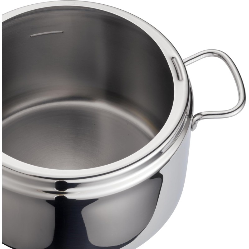 Barazzoni Pentola a Pressione Modello Basic, ø22cm, capacità 5lt, Induzione, Made in Italy, Acciaio Inox 18/10, Argento, 22 cm